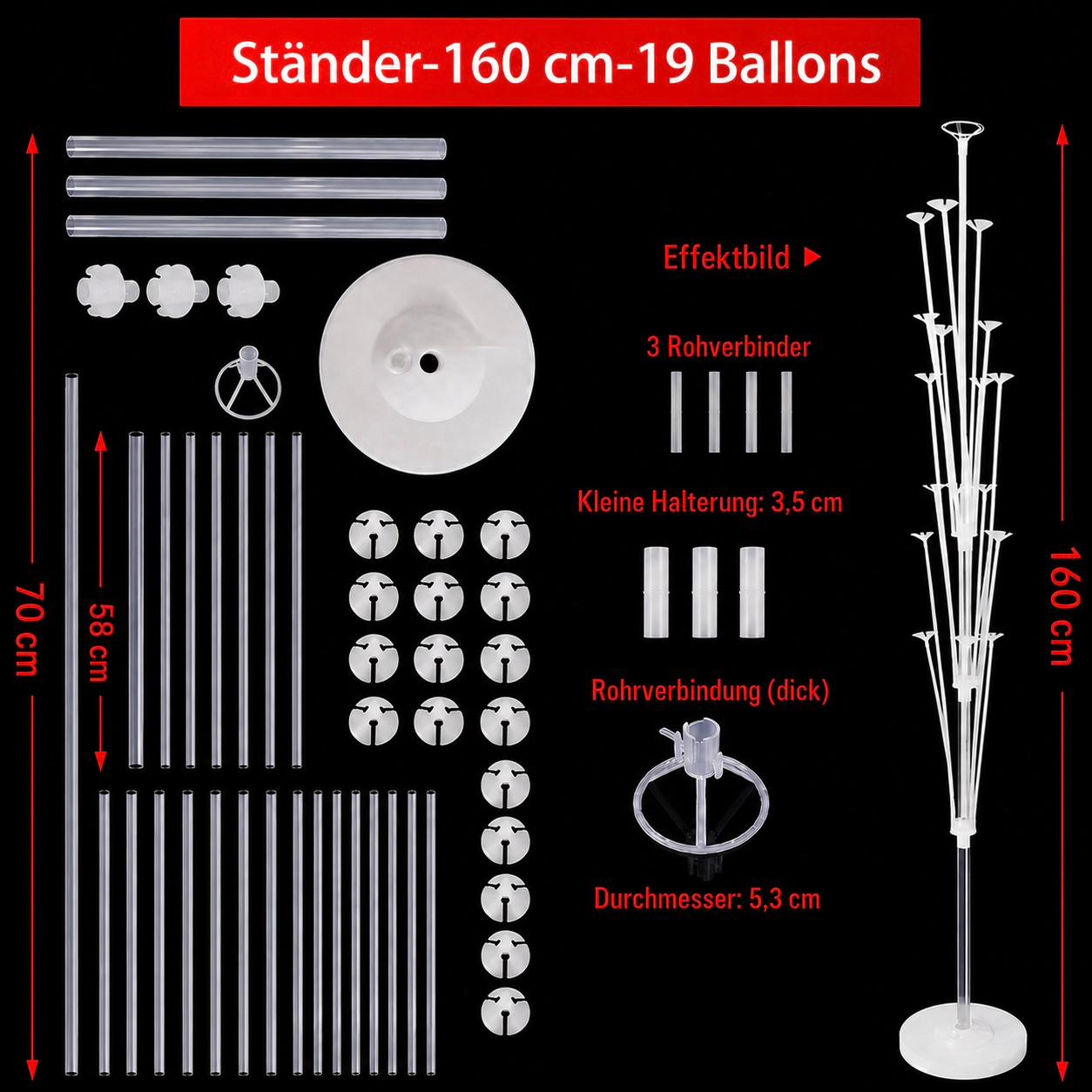 2x Ballonständer Set Luftballon Halter Ständer für Tisch & Boden Party Deko