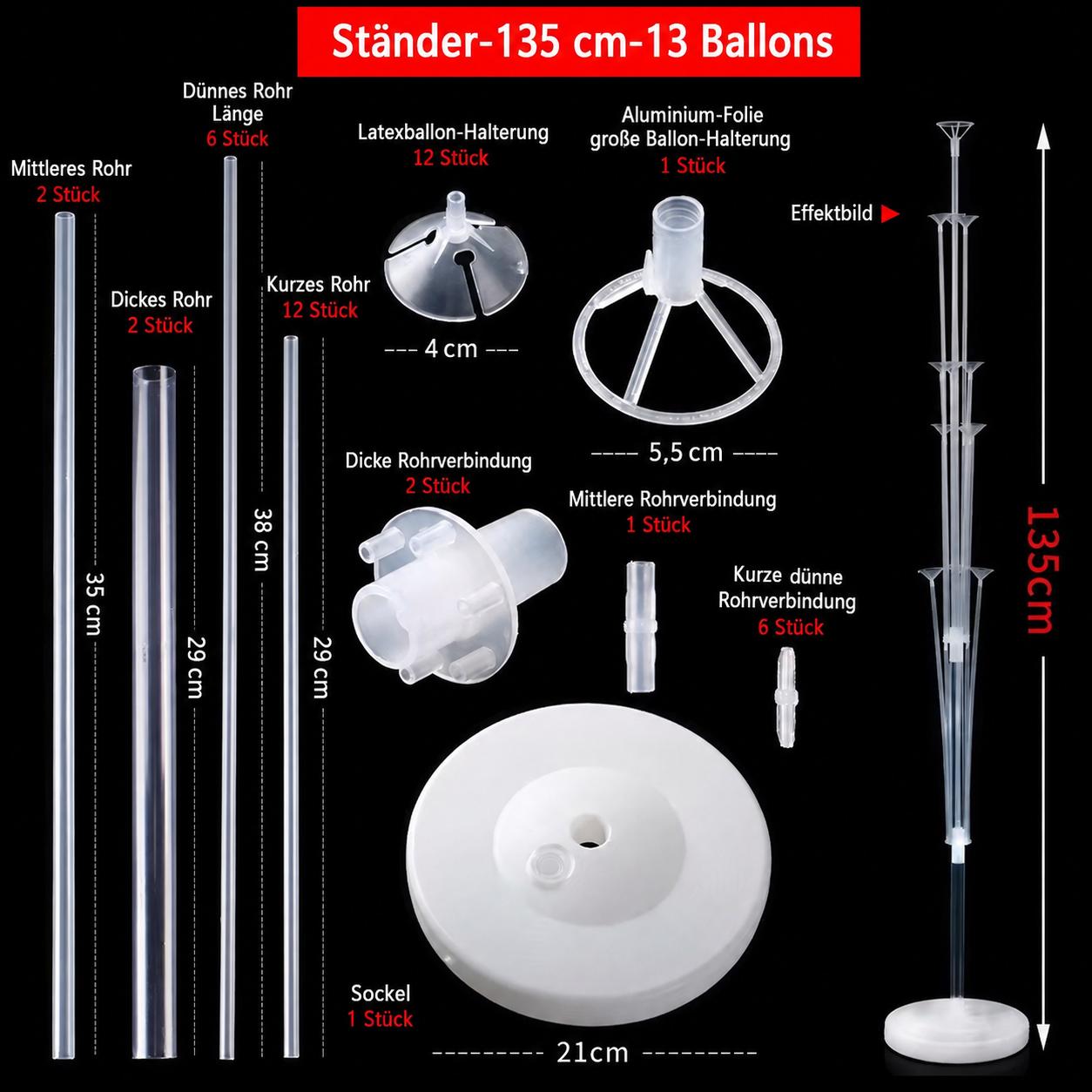 2x Ballonständer Set Luftballon Halter Ständer für Tisch & Boden Party Deko