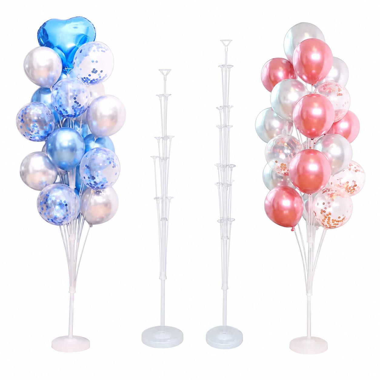 2x Ballonständer Set Luftballon Halter Ständer für Tisch & Boden Party Deko