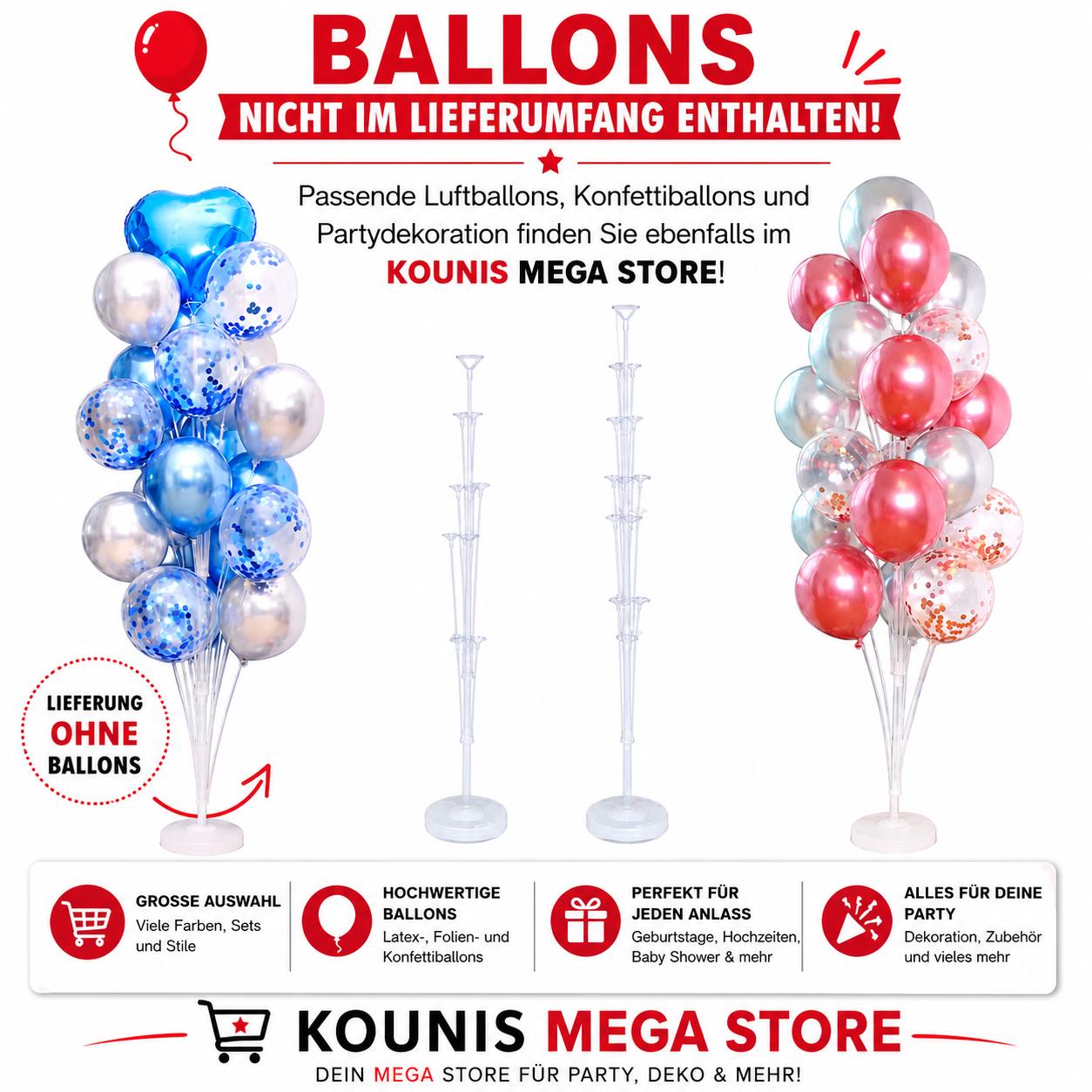 2x Ballonständer Set Luftballon Halter Ständer für Tisch & Boden Party Deko