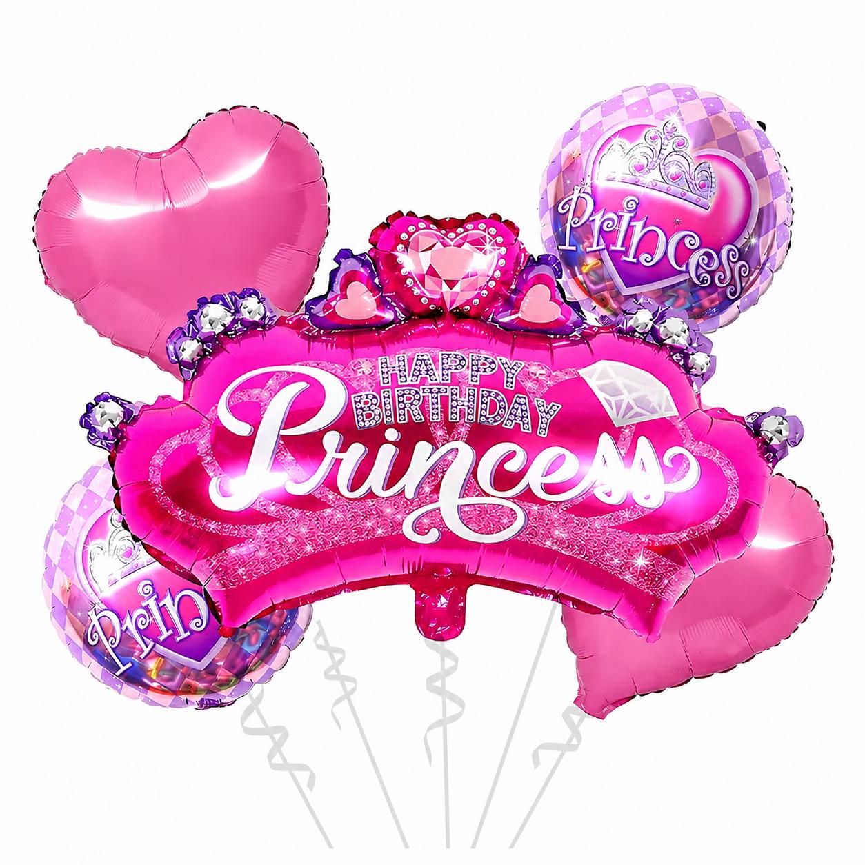 Prinzessin Folienballon Set Happy Birthday Princess Mädchen Geburtstag Deko