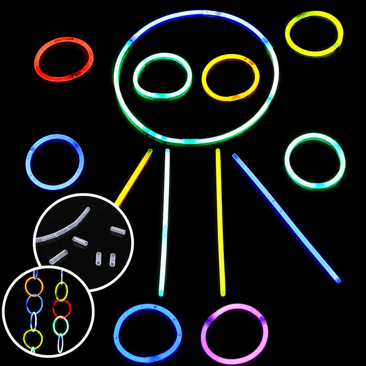 50 Leuchtstäbe Set Glow Sticks Neon Party Armbänder Halsketten Knicklichter