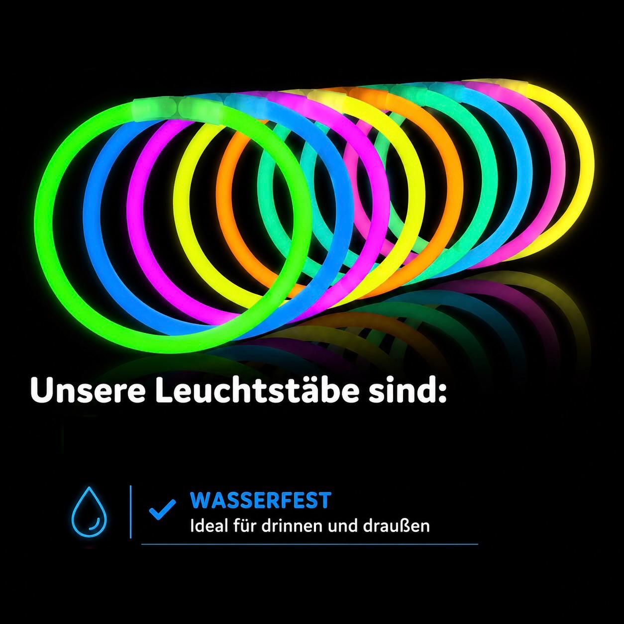 50 Leuchtstäbe Set Glow Sticks Neon Party Armbänder Halsketten Knicklichter