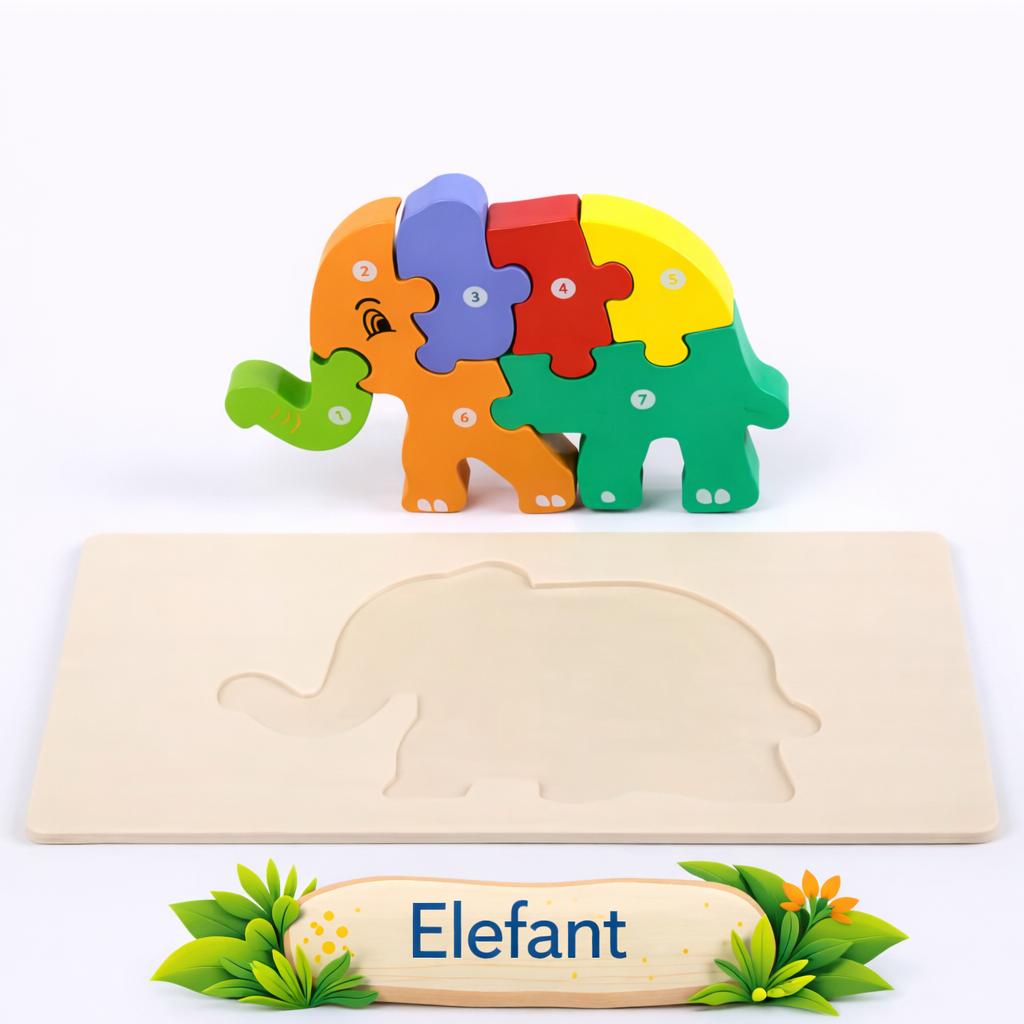 Holz Puzzle Set Kinder Lernspielzeug Einhorn Elefant Vogel Steckpuzzle