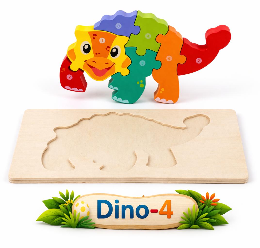 Holz Puzzle Dinosaurier Set Kinder Lernspielzeug Dino 3D Steckpuzzle Montessori