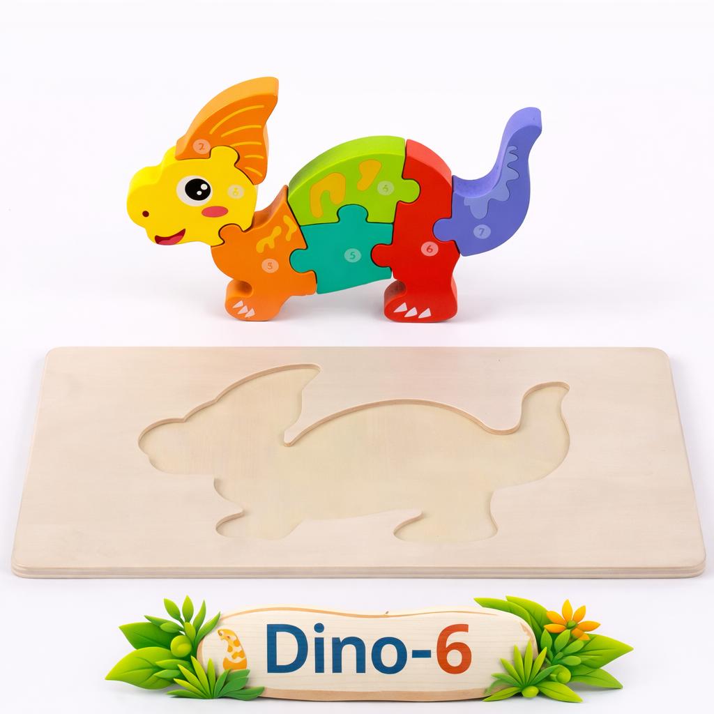 Holz Puzzle Dinosaurier Set Kinder Lernspielzeug Dino 3D Steckpuzzle Montessori