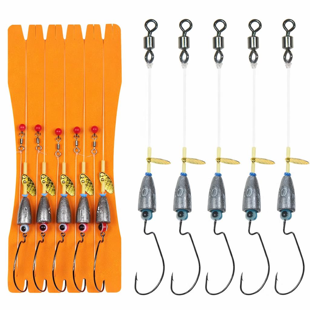 Carolina Rig / Texas Rig 5-14g von Hand gebundene Angel Montagen mit Bullet Blei