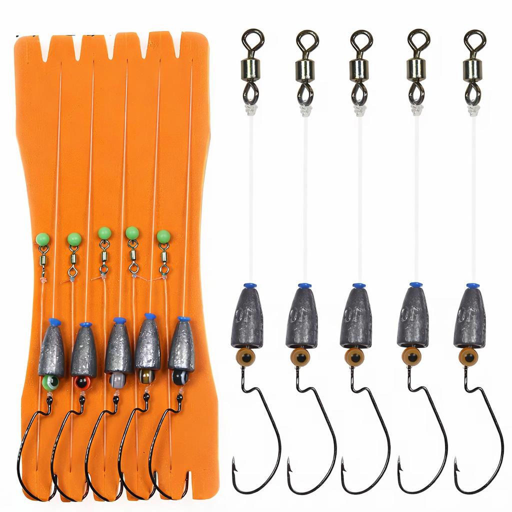 Carolina Rig / Texas Rig 5-14g von Hand gebundene Angel Montagen mit Bullet Blei