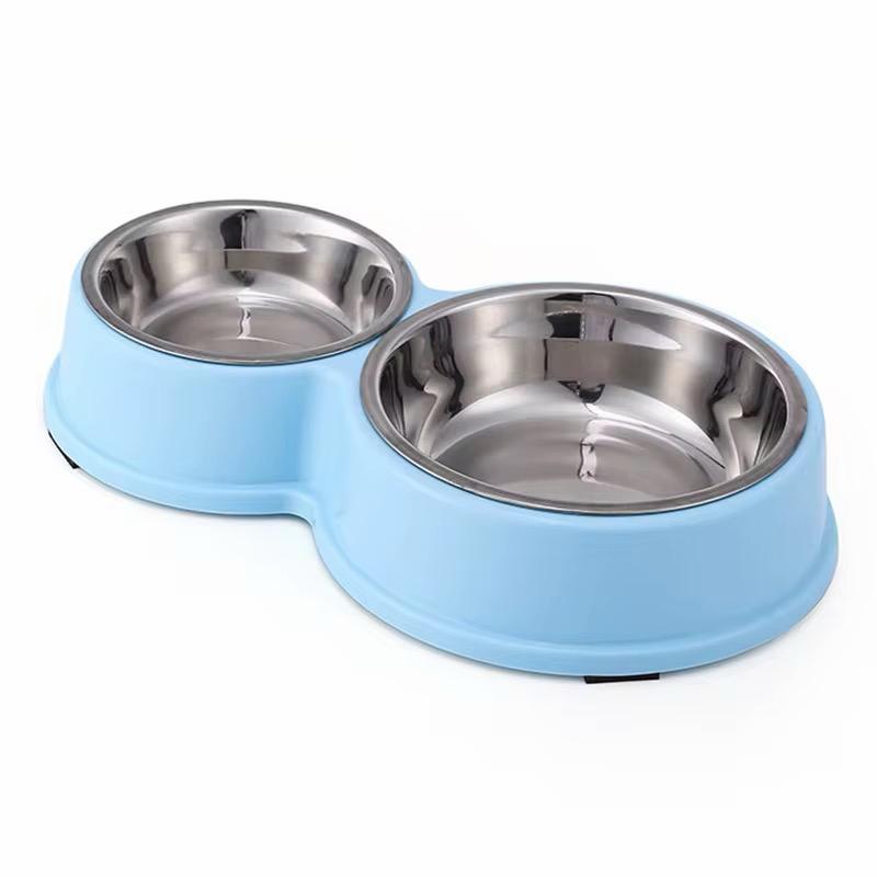 Doppel Futternapf aus Edelstahl Anti Slip Futter / Wasser Napf für Hund & Katze