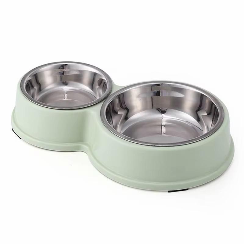 Doppel Futternapf aus Edelstahl Anti Slip Futter / Wasser Napf für Hund & Katze