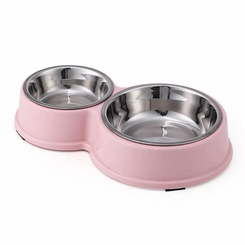 Doppel Futternapf aus Edelstahl Anti Slip Futter / Wasser Napf für Hund & Katze