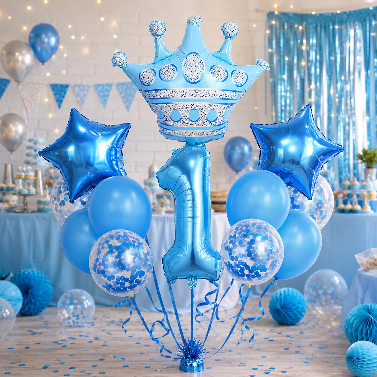 Geburtstags Luftballon Set Zahl 0-9 Krone Sterne Ballons Kinder Geburtstag Deko