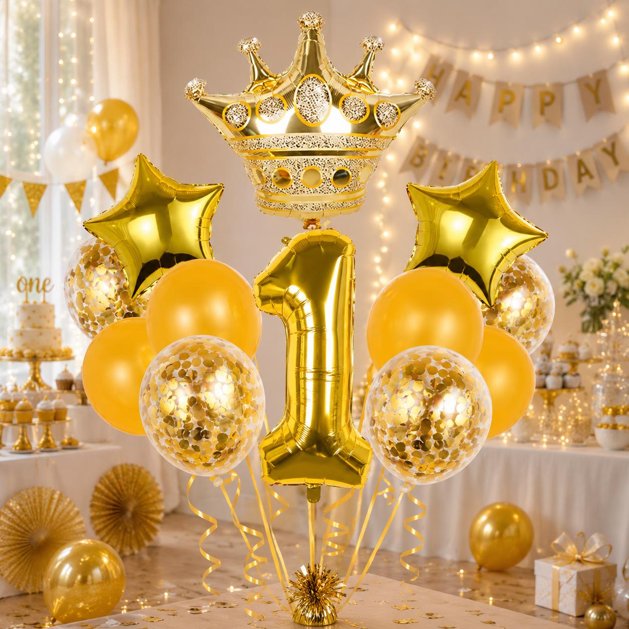 Geburtstags Luftballon Set Zahl 0-9 Krone Sterne Ballons Kinder Geburtstag Deko