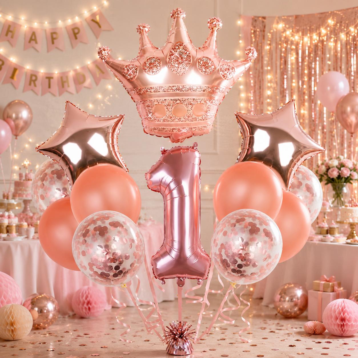 Geburtstags Luftballon Set Zahl 0-9 Krone Sterne Ballons Kinder Geburtstag Deko