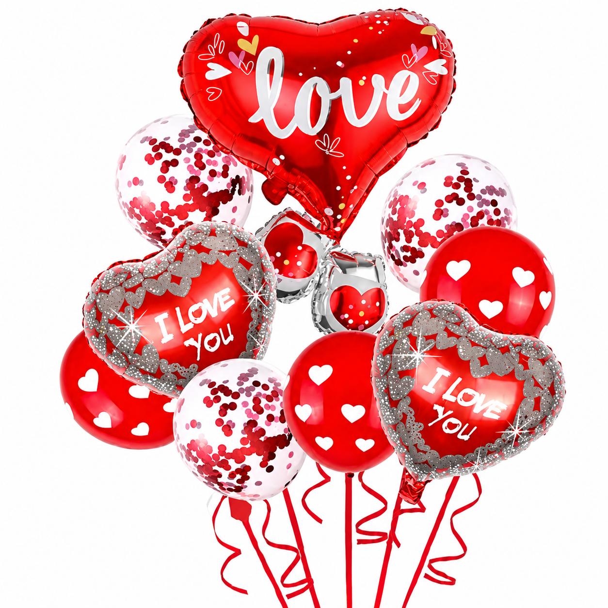 Valentinstag Luftballon Set Herz Ballons Deko Liebe I Love You Heliumgeeignet