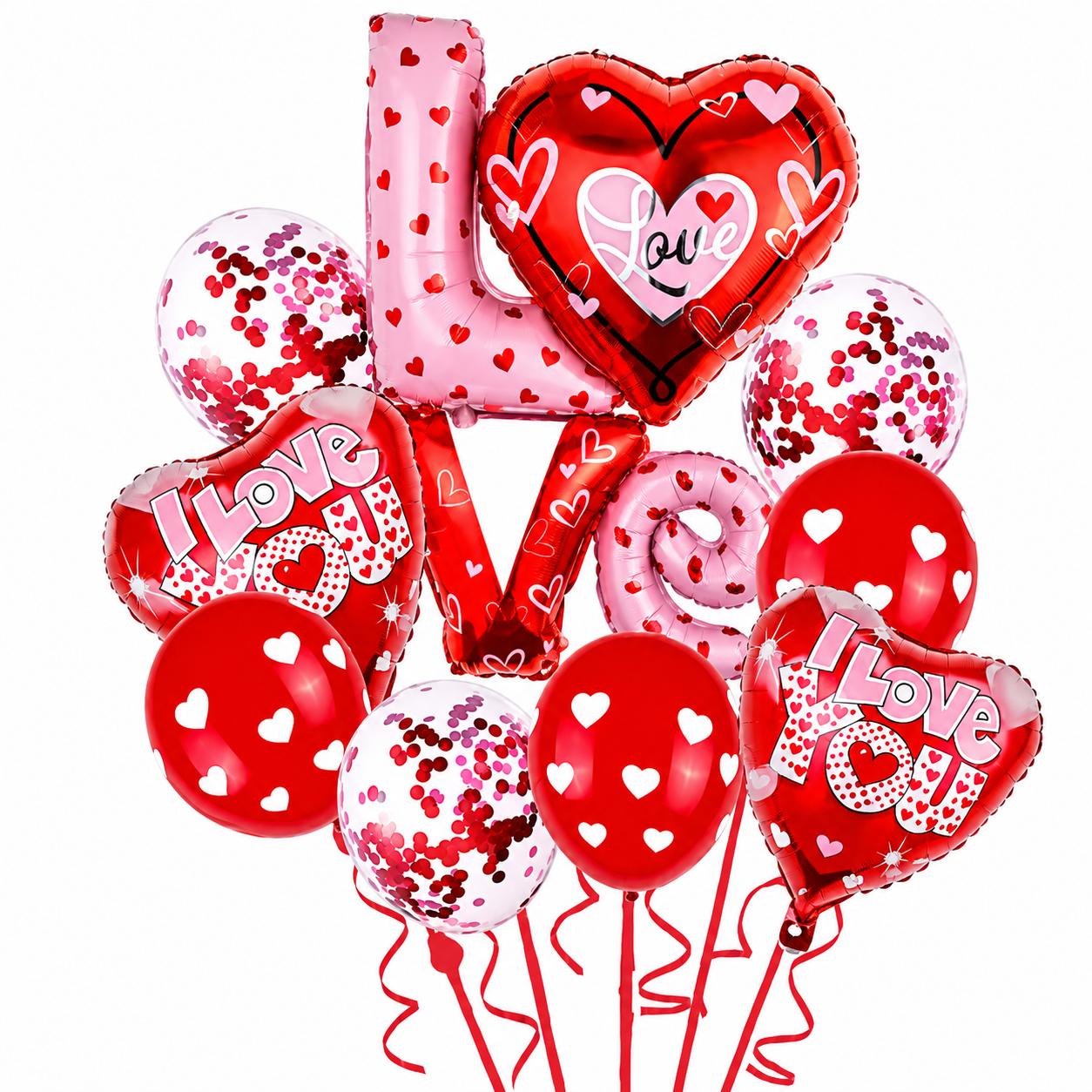 Valentinstag Luftballon Set Herz Ballons Deko Liebe I Love You Heliumgeeignet