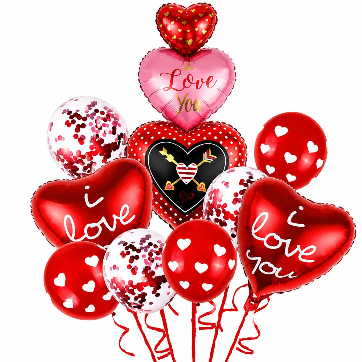 Valentinstag Luftballon Set Herz Ballons Deko Liebe I Love You Heliumgeeignet