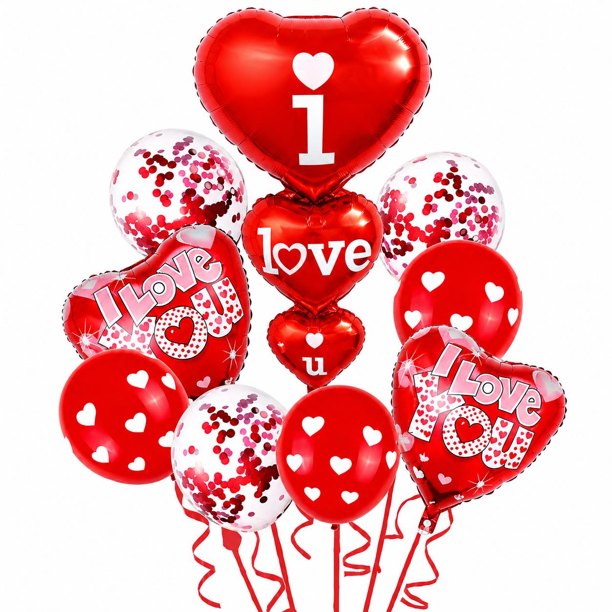 Valentinstag Luftballon Set Herz Ballons Deko Liebe I Love You Heliumgeeignet