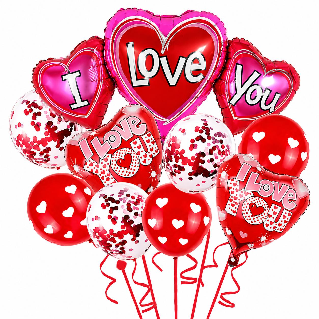 Valentinstag Luftballon Set Herz Ballons Deko Liebe I Love You Heliumgeeignet