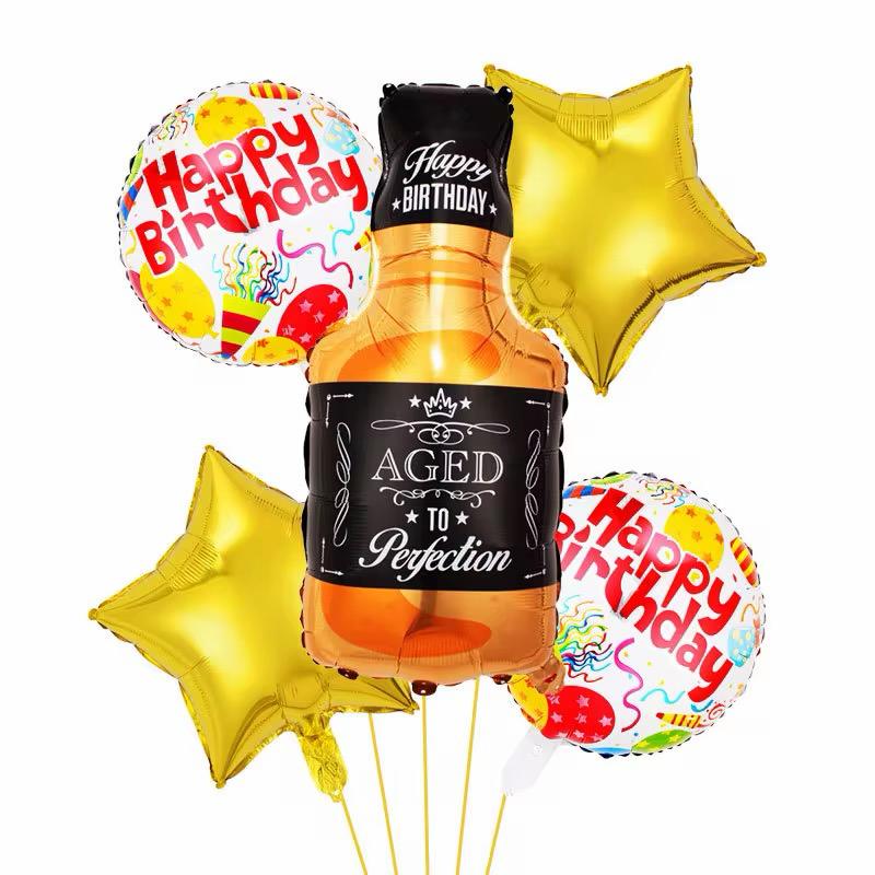Geburtstags Luftballon Set Champagnerflasche Happy Birthday Party Deko Ballons