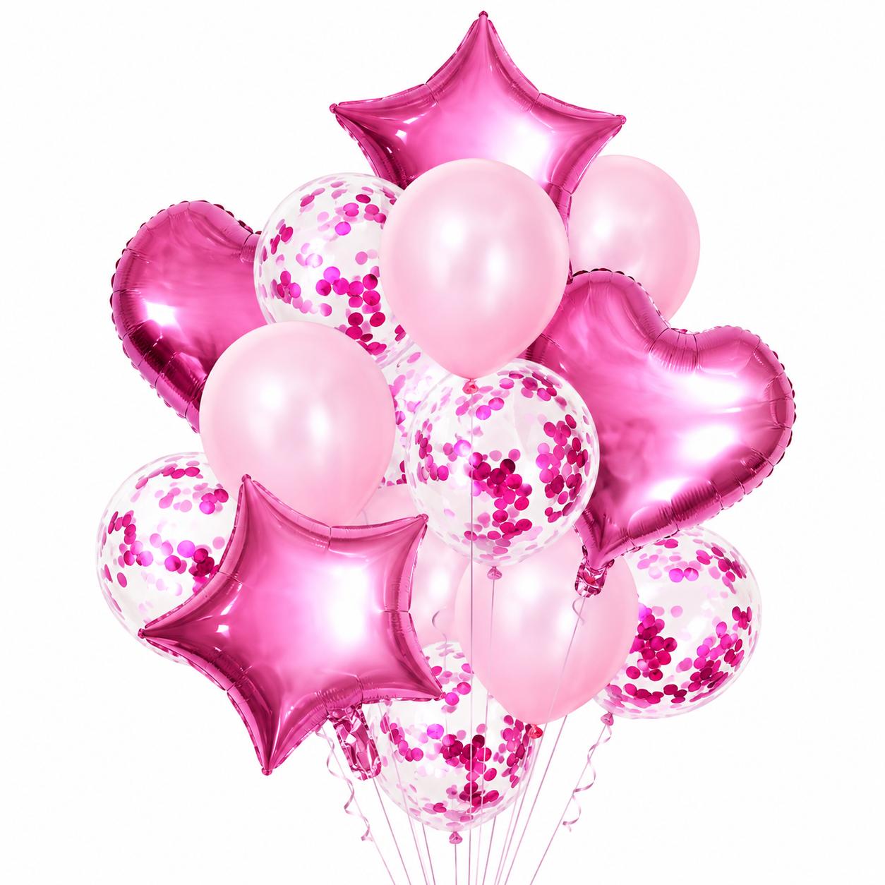 Luftballon Set 14 Teilig Herz Stern Ballons Geburtstag Deko Konfetti Luftballons