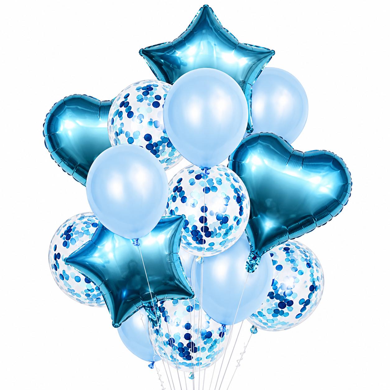 Luftballon Set 14 Teilig Herz Stern Ballons Geburtstag Deko Konfetti Luftballons