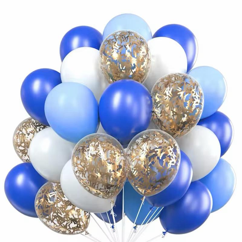 Luftballon Set 30 Stück Konfetti Ballons Gold Silber Blau Party Deko Geburtstag