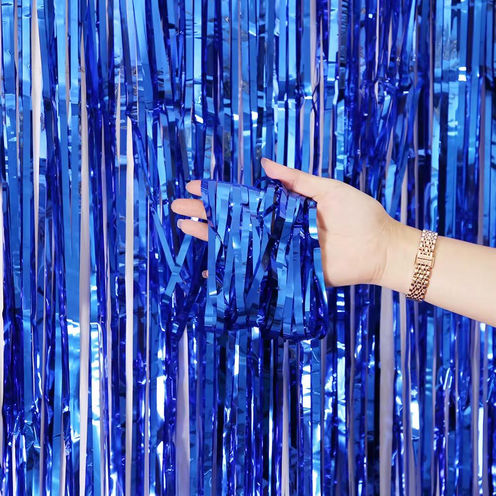 Lametta Vorhang Party Deko Fotohintergrund Metallic 100x200cm Wand Dekoration
