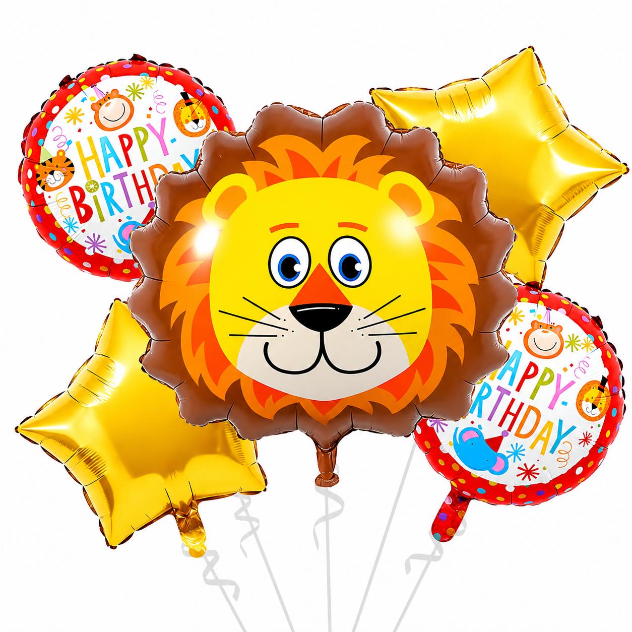 Kindergeburtstag Ballon Set Giraffe Löwe Happy Birthday Jungle Deko Tier Motive