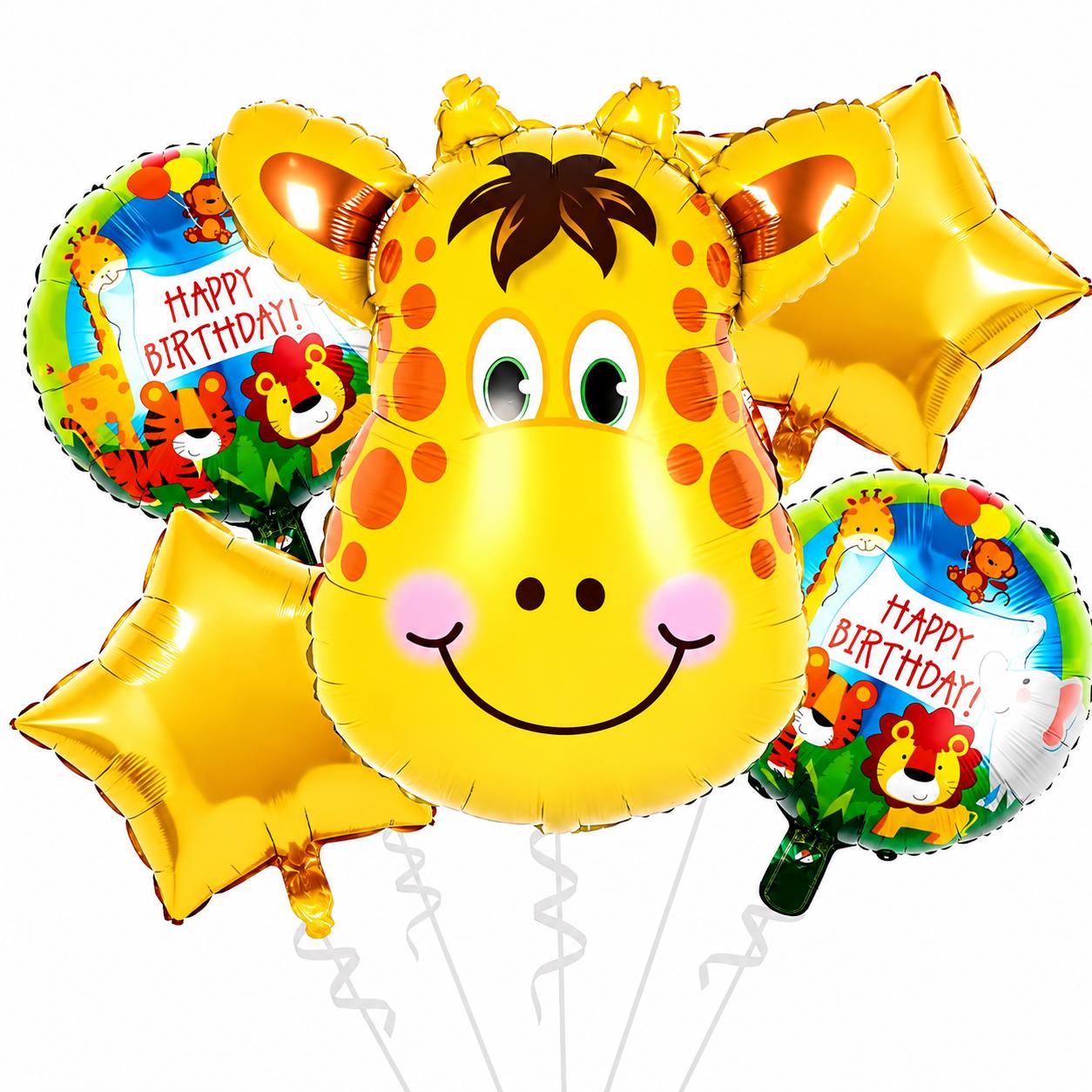 Kindergeburtstag Ballon Set Giraffe Löwe Happy Birthday Jungle Deko Tier Motive