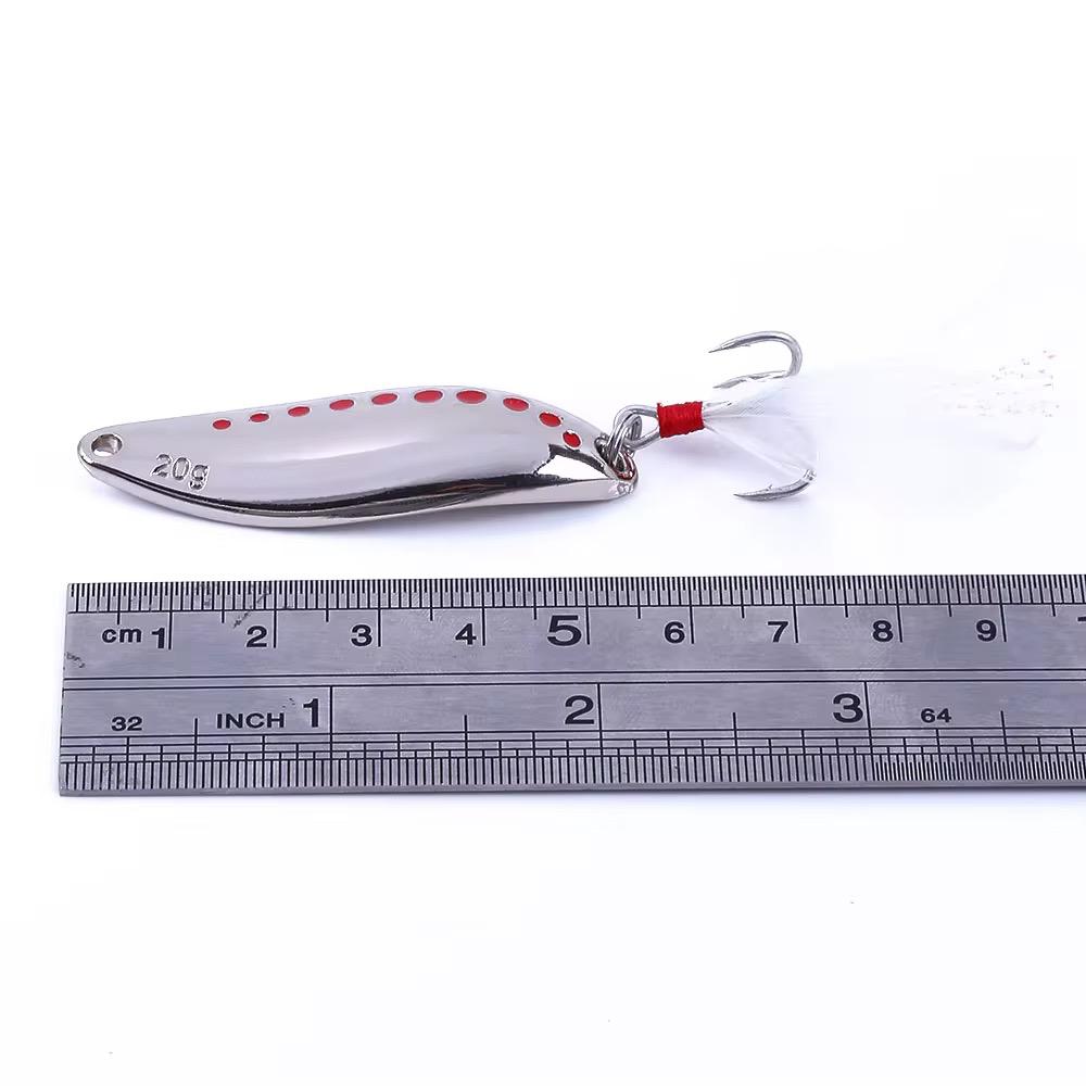 Blinker Spoon Angel Köder Spinnköder mit Feder Drilling für Barsch, Hecht & co