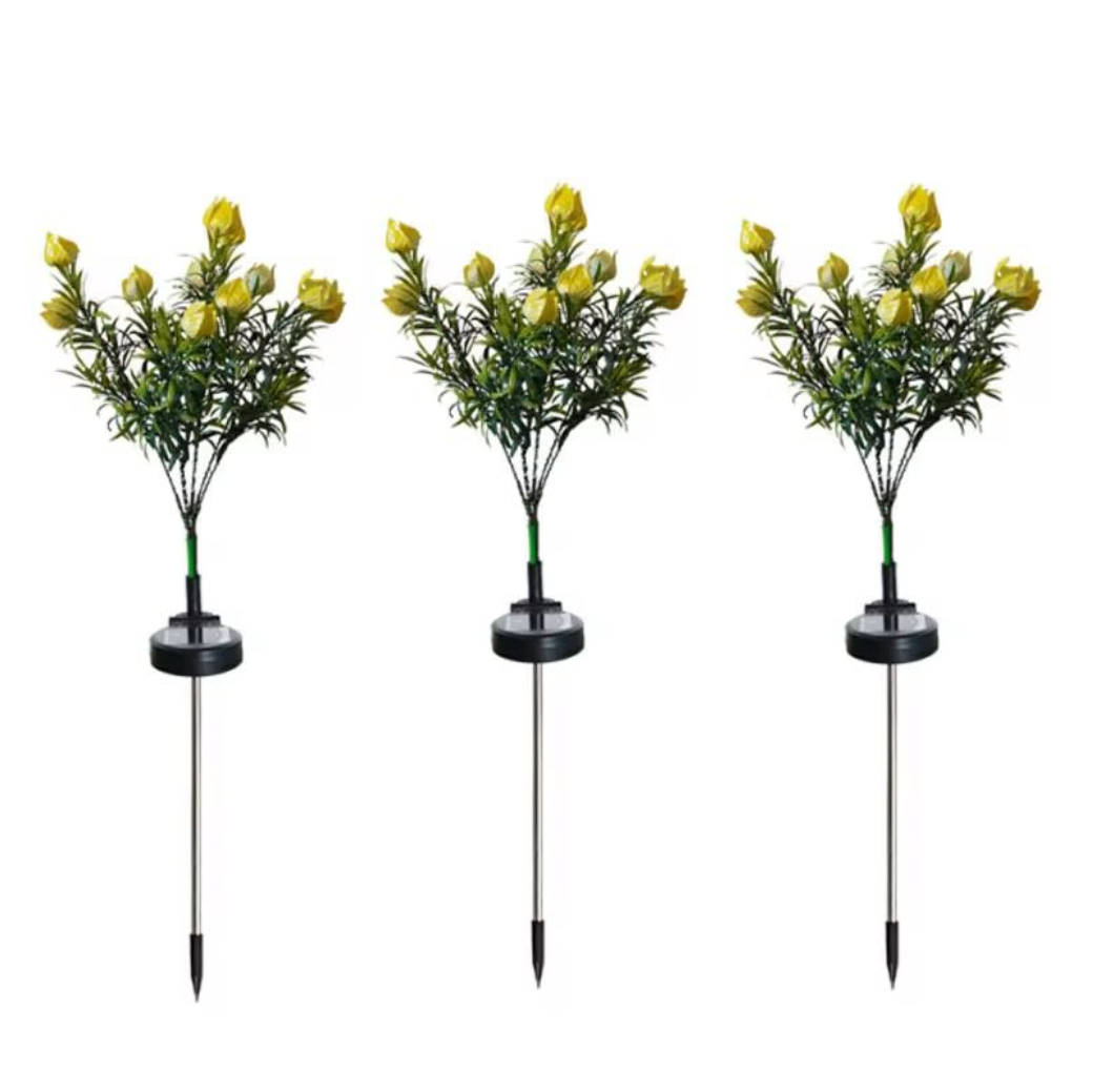 LED Solar Blumen Gartenleuchten Set Gartenlampe für Außen outdoor Solarleuchte