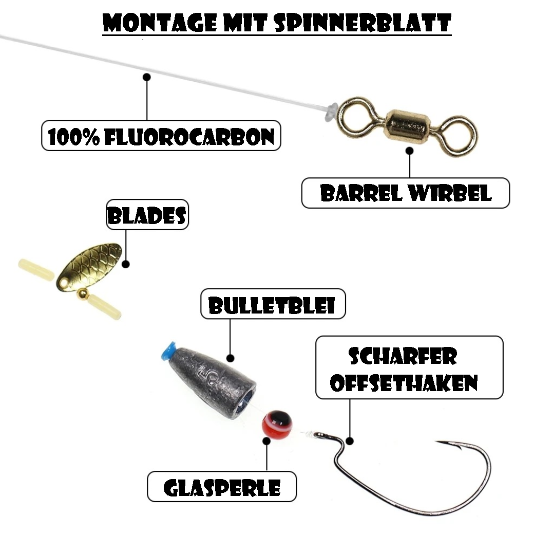 Carolina Rig / Texas Rig 5-14g von Hand gebundene Angel Montagen mit Bullet Blei