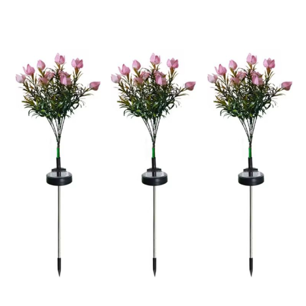 LED Solar Blumen Gartenleuchten Set Gartenlampe für Außen outdoor Solarleuchte