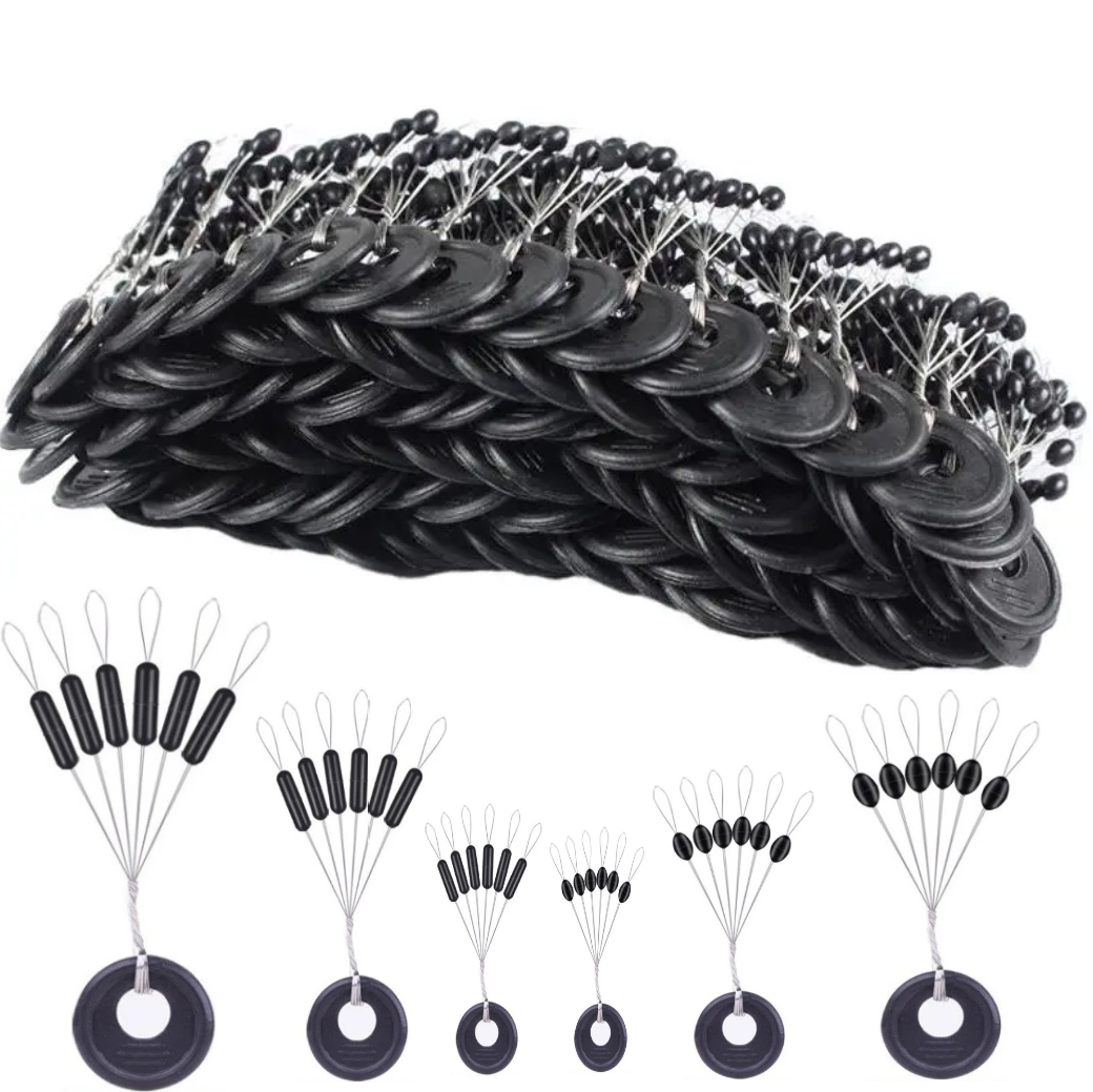 Schnurstopper Set Vorteilspack Gummistopper für Posen Gummi Perlen in Schwarz
